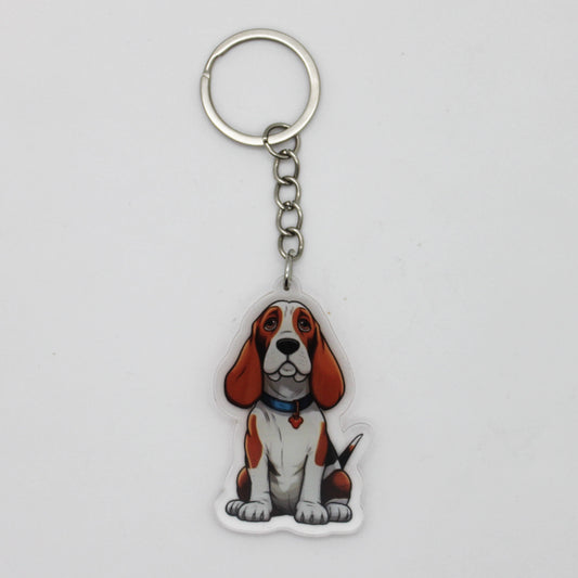 Acrylic Basset Hound Keychain | Cute Dog Breed Keyring Accessory