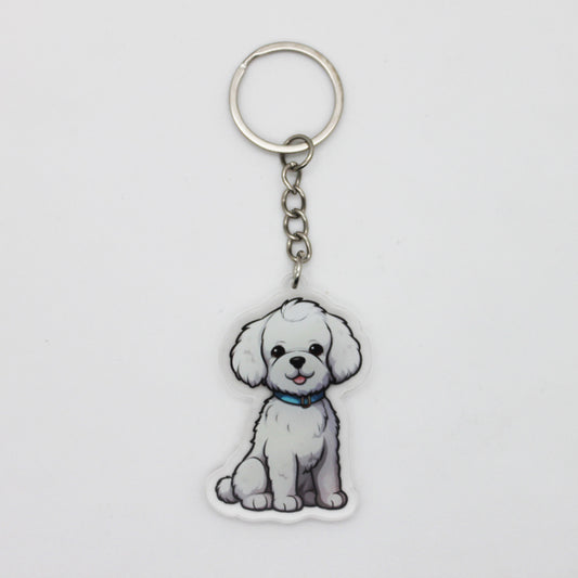 Acrylic Bichon Frise Keychain | Cute Dog Breed Keyring Accessory
